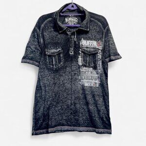 Black faded Buffalo David Bitton polo t-shirt